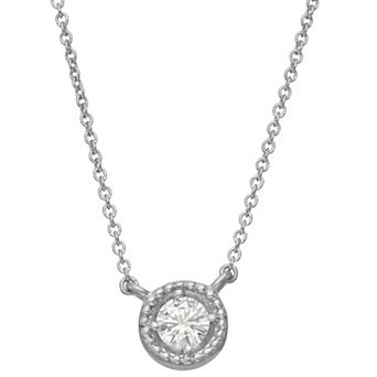 Moissanite Outlet Sterling Silver 1/3 Carat T.W. Round Lab-Created Moissanite Fashion Pendant Necklace