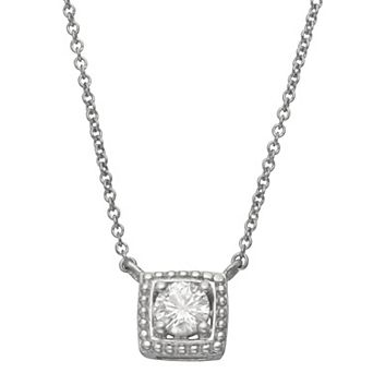 Moissanite Outlet Sterling Silver 1/3 Carat T.W. Lab-Created Moissanite Round Fashion Pendant Necklace
