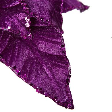 Vickerman 24-Inch Artificial Poinsettia with Sequin Trim 3-pk.