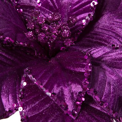 Vickerman 24-Inch Artificial Poinsettia with Sequin Trim 3-pk.