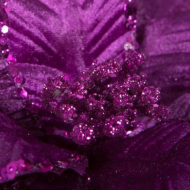 Vickerman 24-Inch Artificial Poinsettia with Sequin Trim 3-pk.