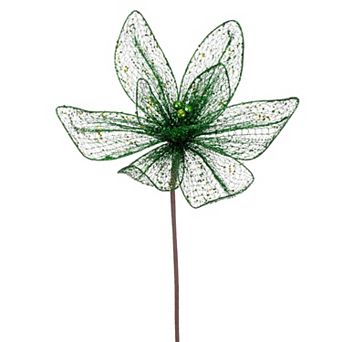Vickerman 24-Inch Glitter Sequin Poinsettia Artificial Flower 2 pc Set