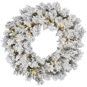 Vickerman 48" Flocked Snow Ridge LED Artificial Wreath