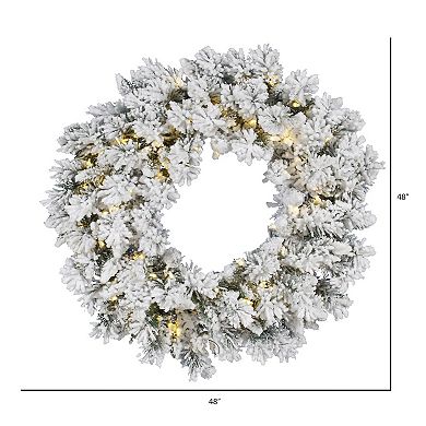 Vickerman 48" Flocked Snow Ridge LED Artificial Wreath