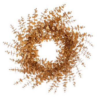 Vickerman 24" Gold Eucalyptus Glitter Artificial Wreath