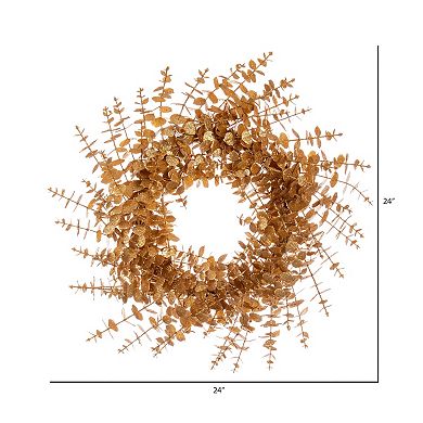 Vickerman 24" Gold Eucalyptus Glitter Artificial Wreath