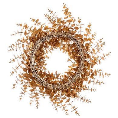 Vickerman 24" Gold Eucalyptus Glitter Artificial Wreath