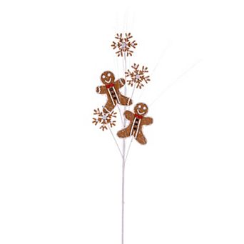 Vickerman 29-Inch Gingerbread Man & Snowflake Spray, 6 pk