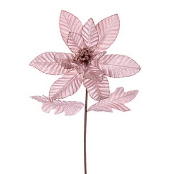 Vickerman 22-Inch Artificial Glitter Trim Poinsettia 6 pk