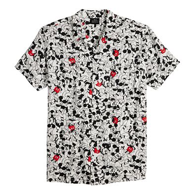 Men's Disney Mickey Mouse Button-Down Camp Shirt