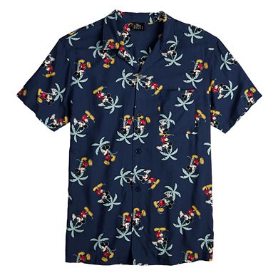 Men's Disney Mickey Mouse Palm Trees Button-Down Camp Shirt