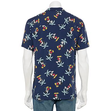 Men's Disney Mickey Mouse Palm Trees Button-Down Camp Shirt