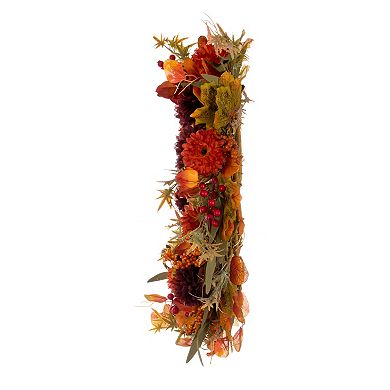 Vickerman 20" Burgundy Mum, Lantern & Berry Artificial Wreath