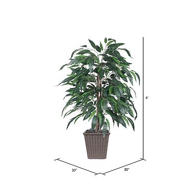 Vickerman Artificial Mango Bush in Brown Square Plastic Container
