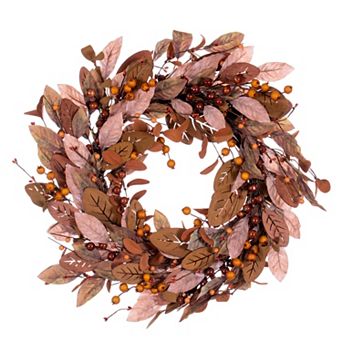 Vickerman 22" Green Brown Leaf Artificial Wreath