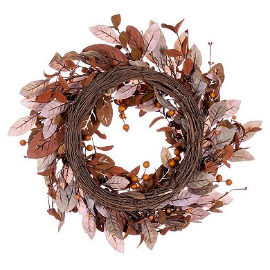 Vickerman 22" Green Brown Leaf Artificial Wreath