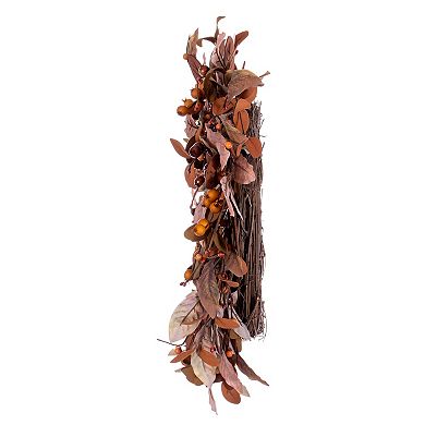 Vickerman 22" Green Brown Leaf Artificial Wreath