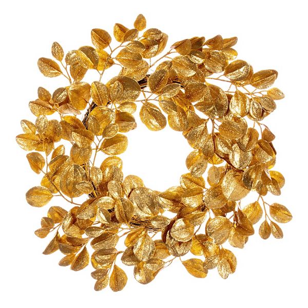 Vickerman Glitter Dogwood Artificial Wreath - Gold