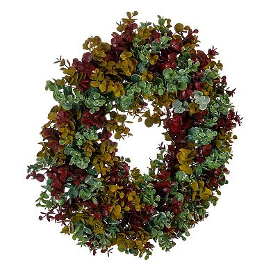Vickerman 18" Red & Green Spiral Eucalyptus Artificial Wreath