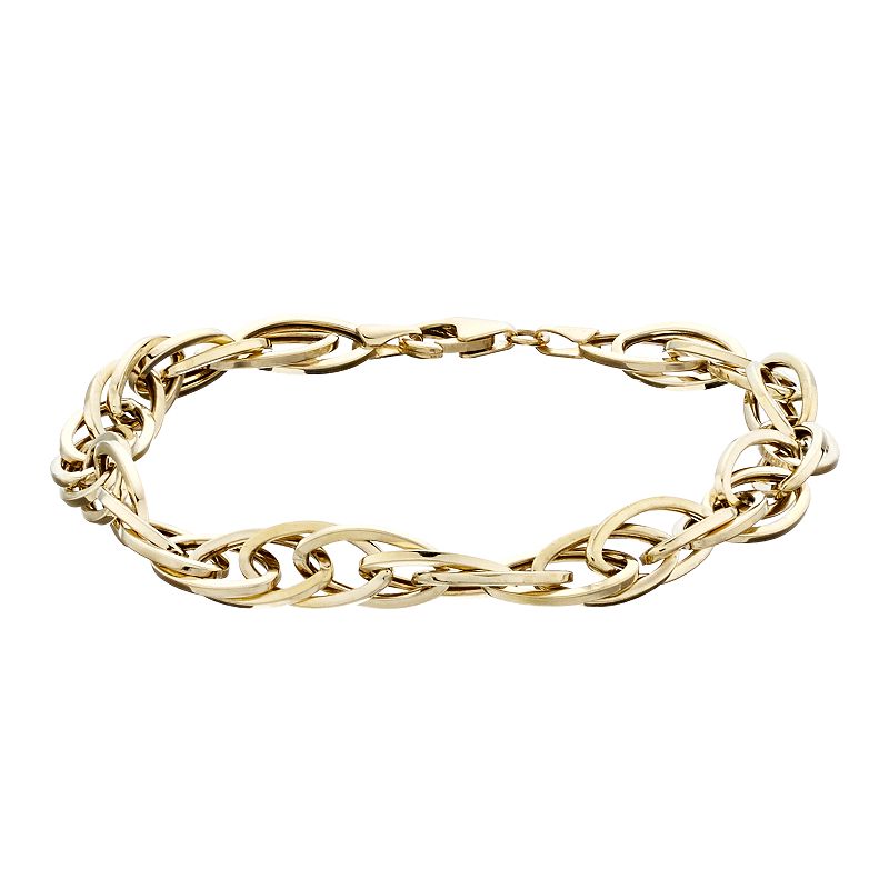 Au Naturale 10k Gold Polished Chain Link Bracelet, Womens, Size: 7.5, Y