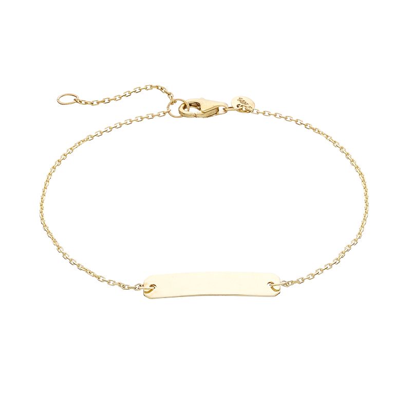 Au Naturale 14k Gold Polished ID Bracelet, Womens, Size: 6.5-7.5AD, Yel