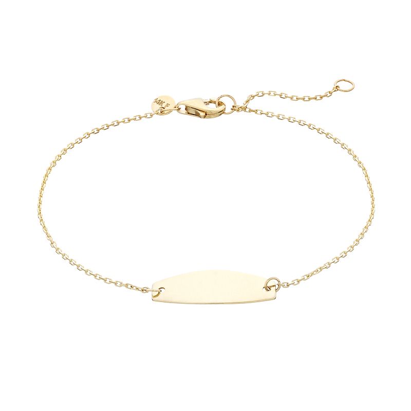 Au Naturale 14k Gold Polished ID Bracelet, Womens, Size: 6.5-7.5AD, Yel