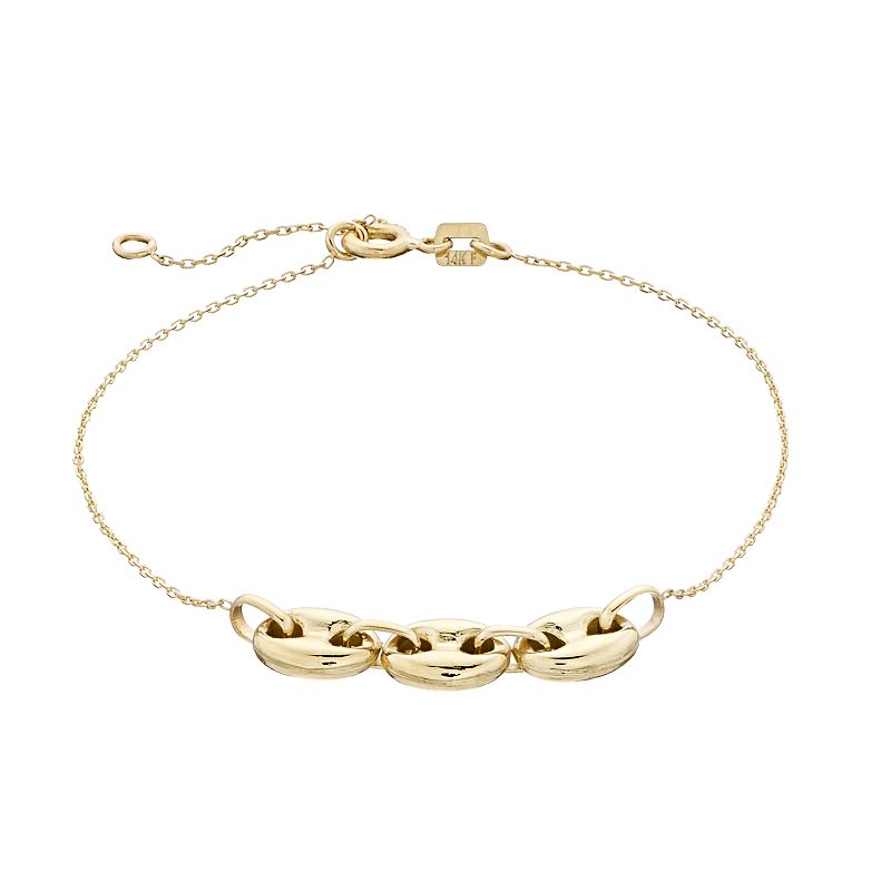 Au Naturale 14k Gold Puffed Mariner Chain Bracelet, Womens, Size: 6.5-7.5