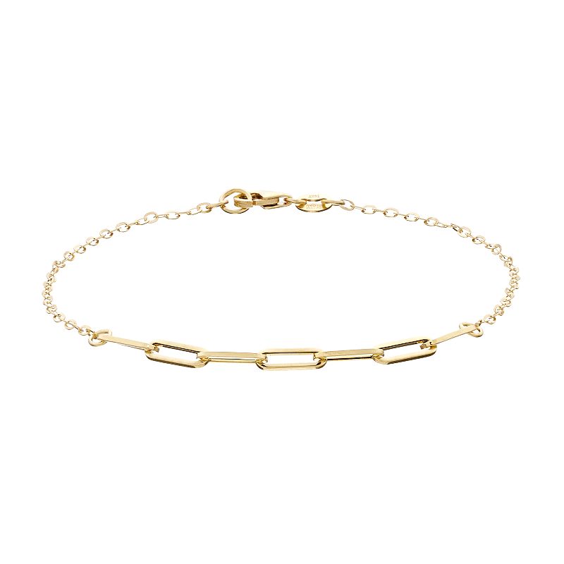 Au Naturale 14k Gold 3.2mm Paper Clip Chain Bracelet, Womens, Size: 7.5