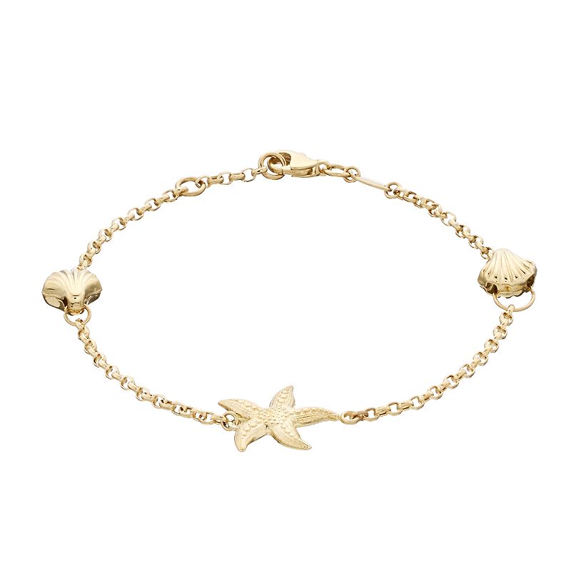 Au Naturale 14k Gold Sea Lovers Charm Bracelet, Womens, Size: 7.5, Yell