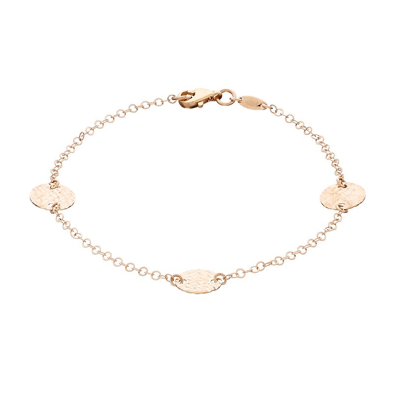 Au Naturale 14k Rose Gold Textured Disc Station Bracelet, Womens, Size: 7