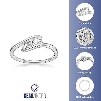 Gemminded Sterling Silver Diamond Accent "Love" Ring