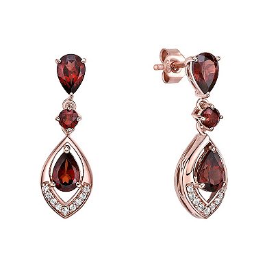 Gemminded 18 Gold Over Silver Garnet Drop Earrings