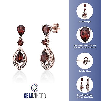 Gemminded 18 Gold Over Silver Garnet Drop Earrings