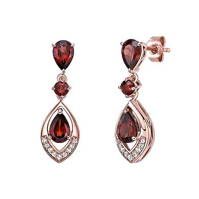 Gemminded 18 Gold Over Silver Garnet Drop Earrings