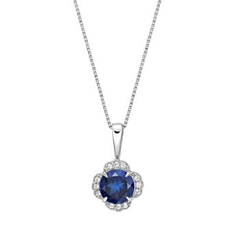 Gemminded Sterling Silver Lab-Created Sapphire Pendant Necklace