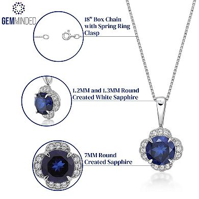 Gemminded Sterling Silver Lab-Created Sapphire Pendant Necklace