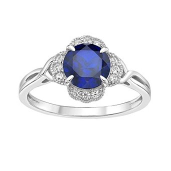 Gemminded Sterling Silver Lab-Created Sapphire Ring