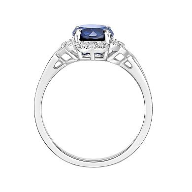 Gemminded Sterling Silver Lab-Created Sapphire Ring