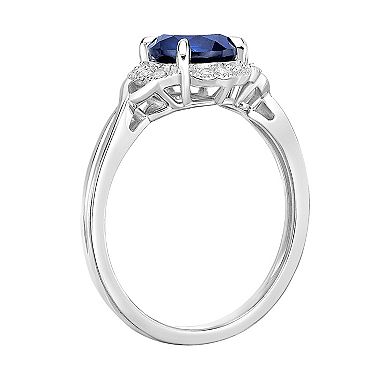Gemminded Sterling Silver Lab-Created Sapphire Ring