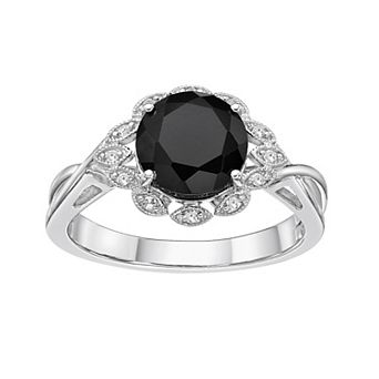 Gemminded Sterling Silver Onyx & White Topaz Ring