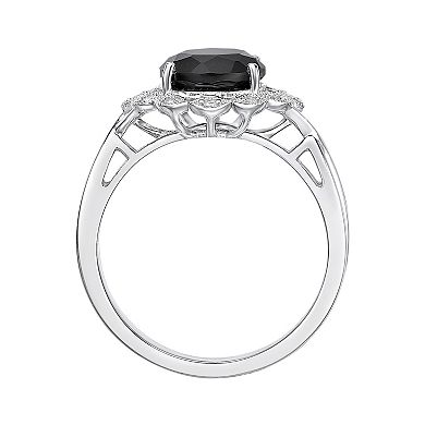 Gemminded Sterling Silver Onyx & White Topaz Ring