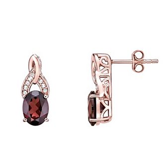 Gemminded 18 Gold Over Silver Garnet & White Topaz Earrings