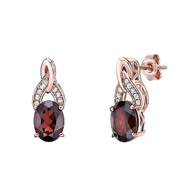 Gemminded 18 Gold Over Silver Garnet Earrings