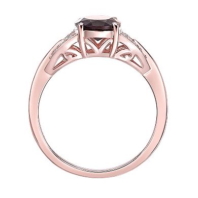 Gemminded 18k Rose Gold Over Silver Garnet & White Topaz Ring