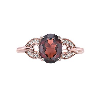 Gemminded 18k Rose Gold Over Silver Garnet & White Topaz Ring