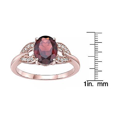 Gemminded 18k Rose Gold Over Silver Garnet & White Topaz Ring