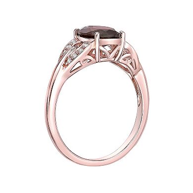 Gemminded 18k Rose Gold Over Silver Garnet & White Topaz Ring