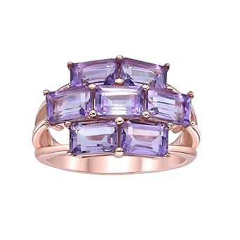 Gemminded 18k Rose Gold Over Silver Amethyst Ring