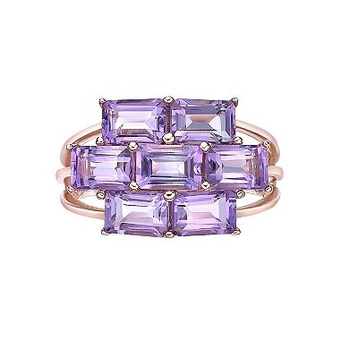 Gemminded 18k Rose Gold Over Silver Amethyst Ring