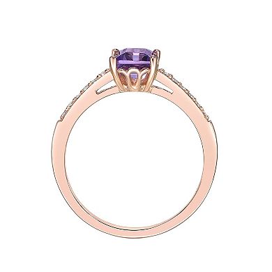 Gemminded 18k Rose Gold Over Silver Amethyst & White Topaz Ring